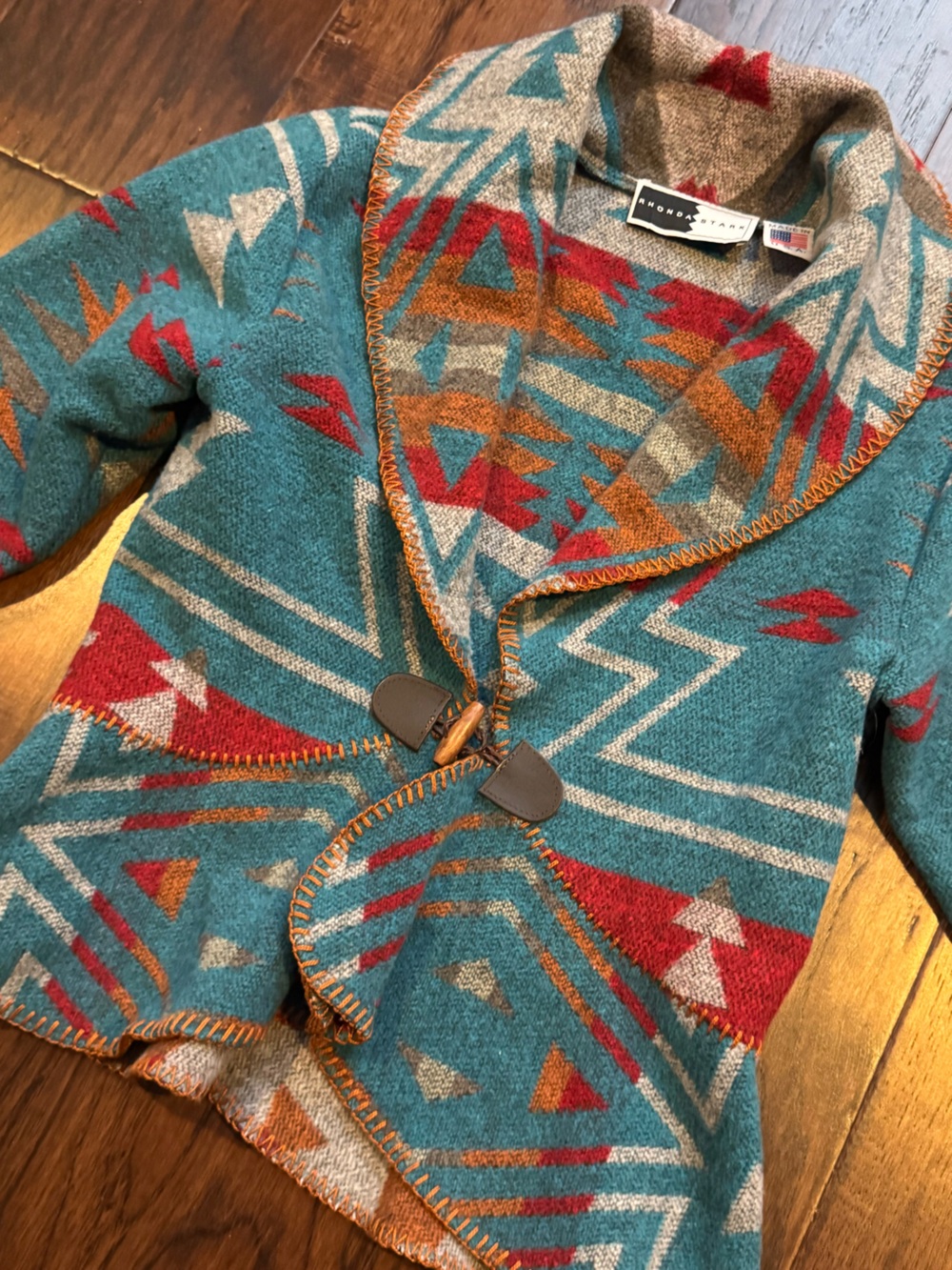 Rhonda Stark Designs Flounce Jacket - Aztec print, Size Small